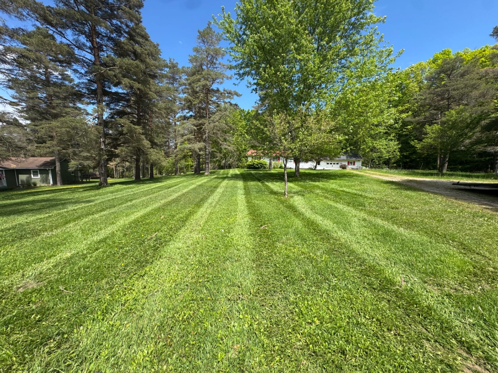 Wide striped lawn at a residential property
